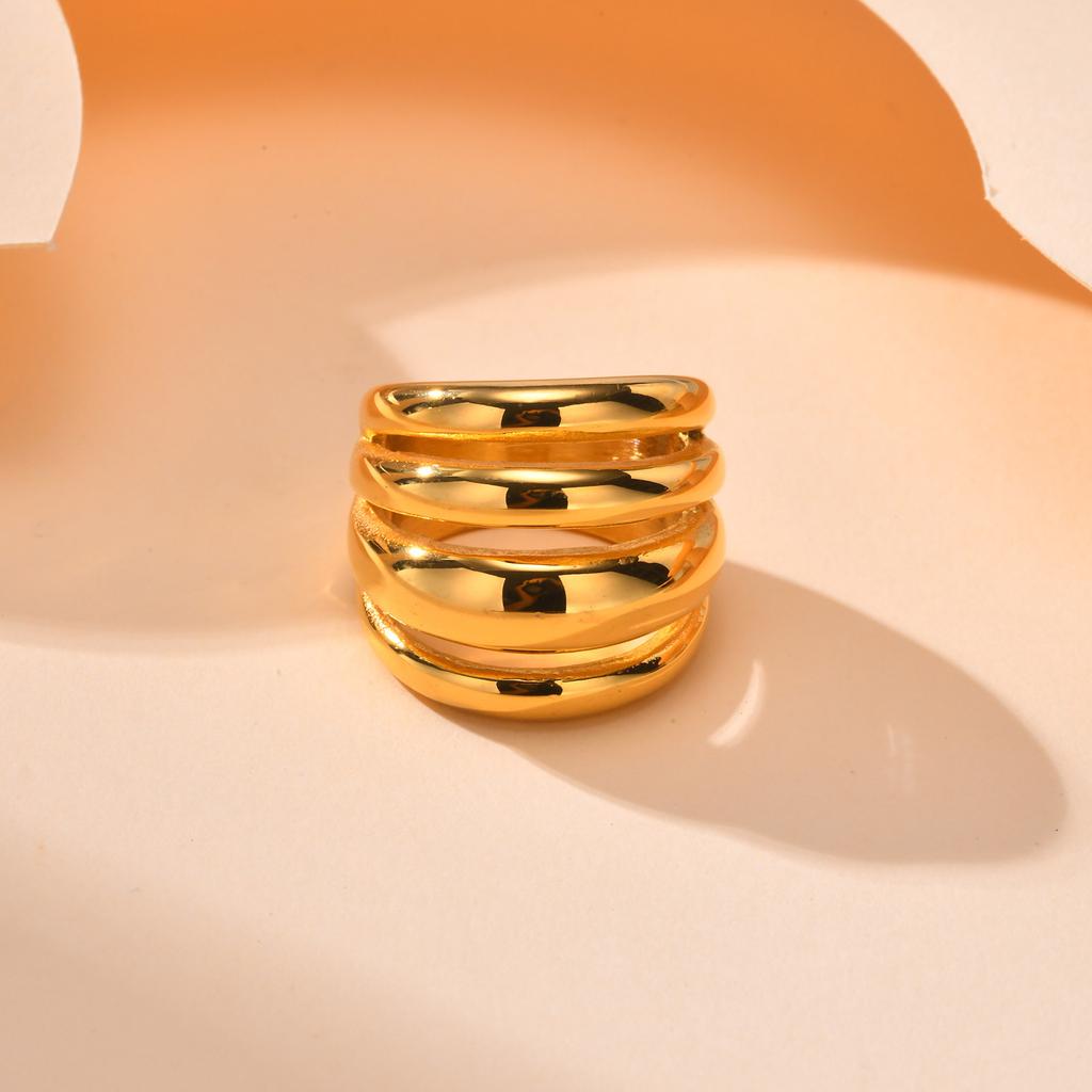 Multilayer Geometric Rings for Couples Vintage Creative Gold Color Ring Party Jewelry Gift Stainless Steel Personalized Design