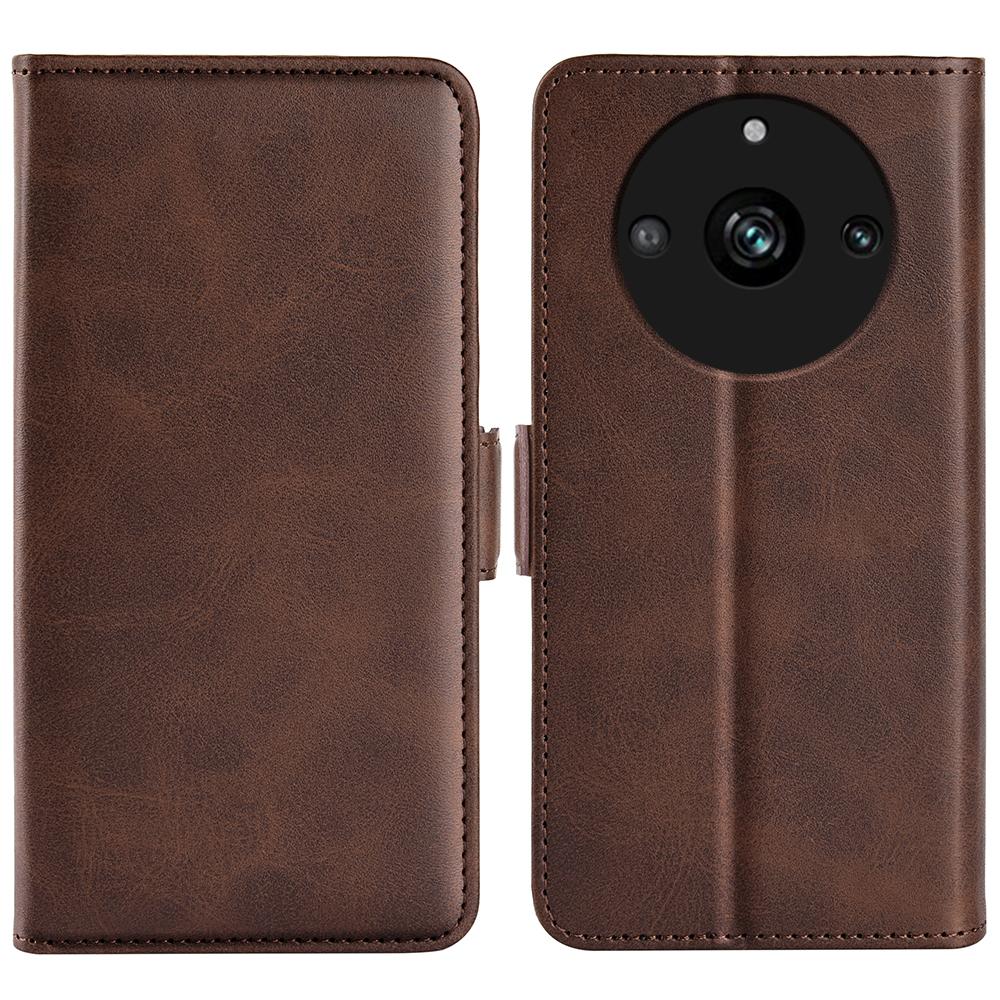 

For Realme 11 Pro 5G/11 Pro+ 5G PU Leather Calf Texture Wallet Phone Case Stand Shockproof Cover Brown