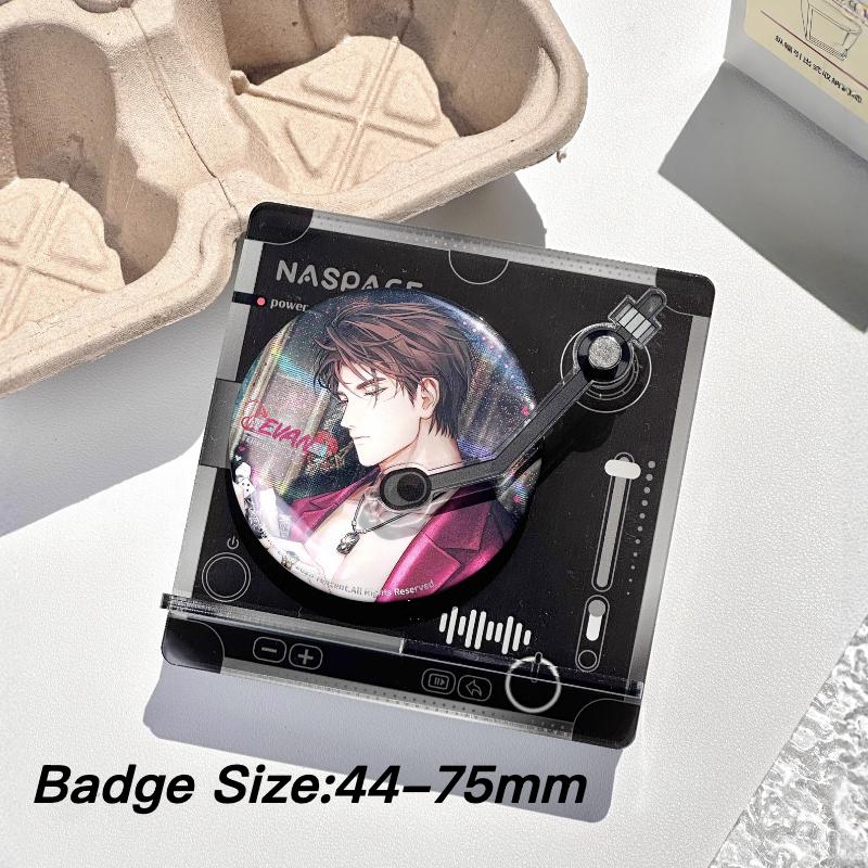 Rotating CD Record Acrylic Badge Ornaments for Anime Character 65mm Badge Pin Display Protective Case Creative Figurines 2025