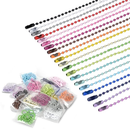 

WeBirth Ball Chain Keychains, Pack of 100 [20 Colors, 5 of Each, Conveniently Packed for Easy Sorting!] Choose from a variety of colors, large capacit