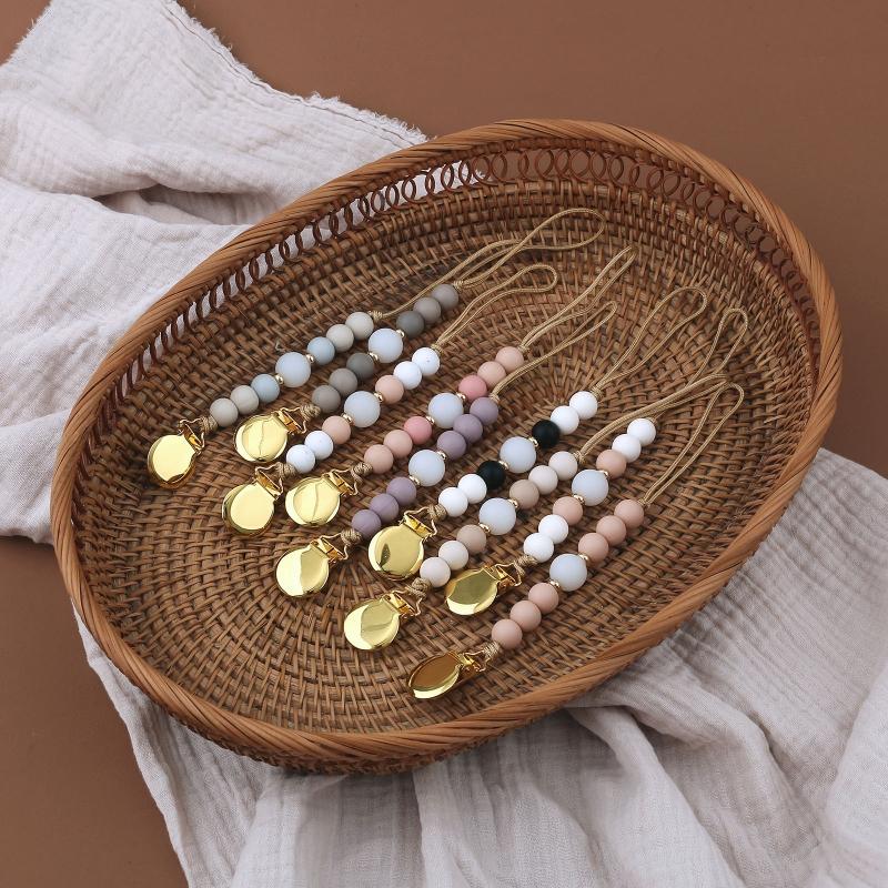 Pacifier Clips Chain Silicone Beads BPA Free DIY Dummy Clip Holder Soother Chains Baby Teething Toys Chew Shower Gifts