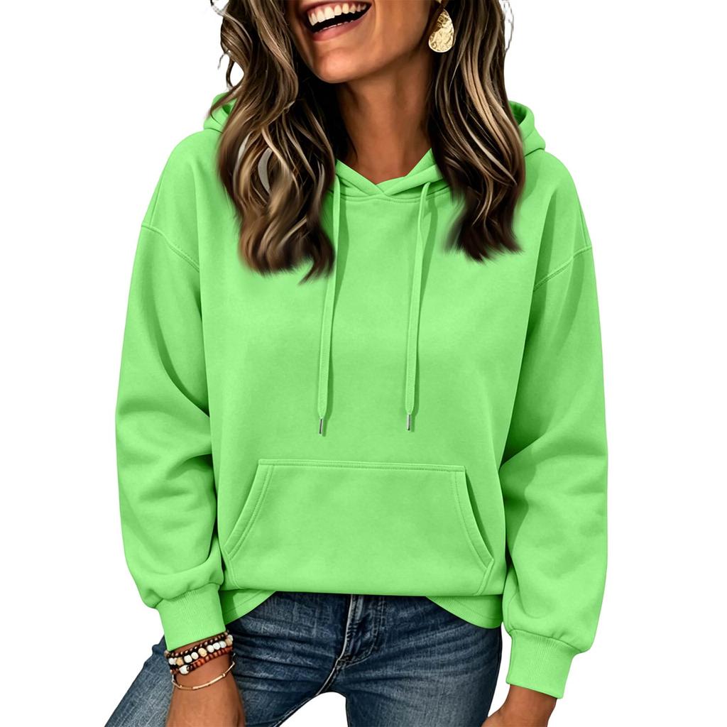 Felpa Casual da Donna Colore Spalle Cadenti Manica Lunga Pullover