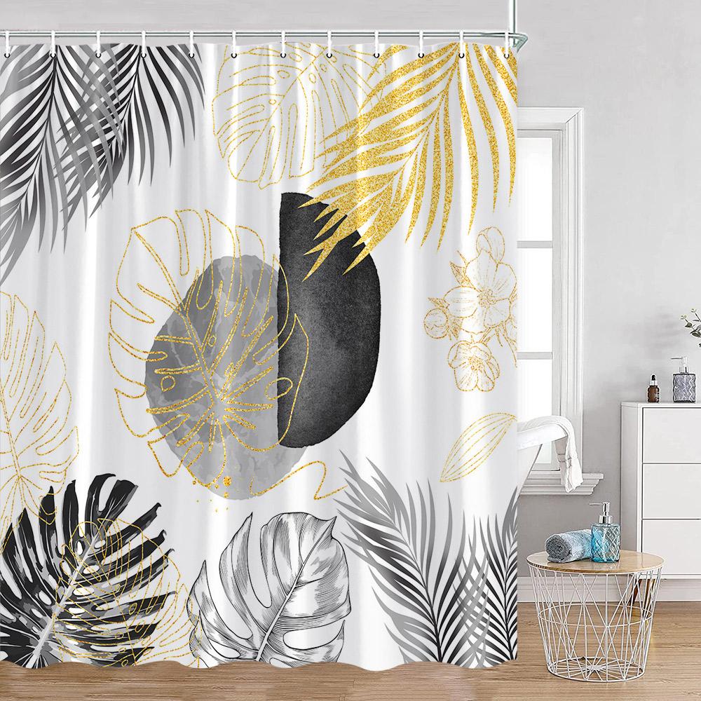Abstract Geometrics Shower Curtains Mid-Century Nordic Minimalist Bathroom Decortaions Modern Polyester Bath Curtain With Hooks