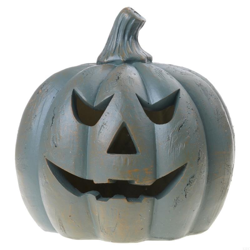 Resin Pumpkin Lantern with Hand-Carved Outdoor Indoor Autumn Festival Decoration Party Supplies X3UC