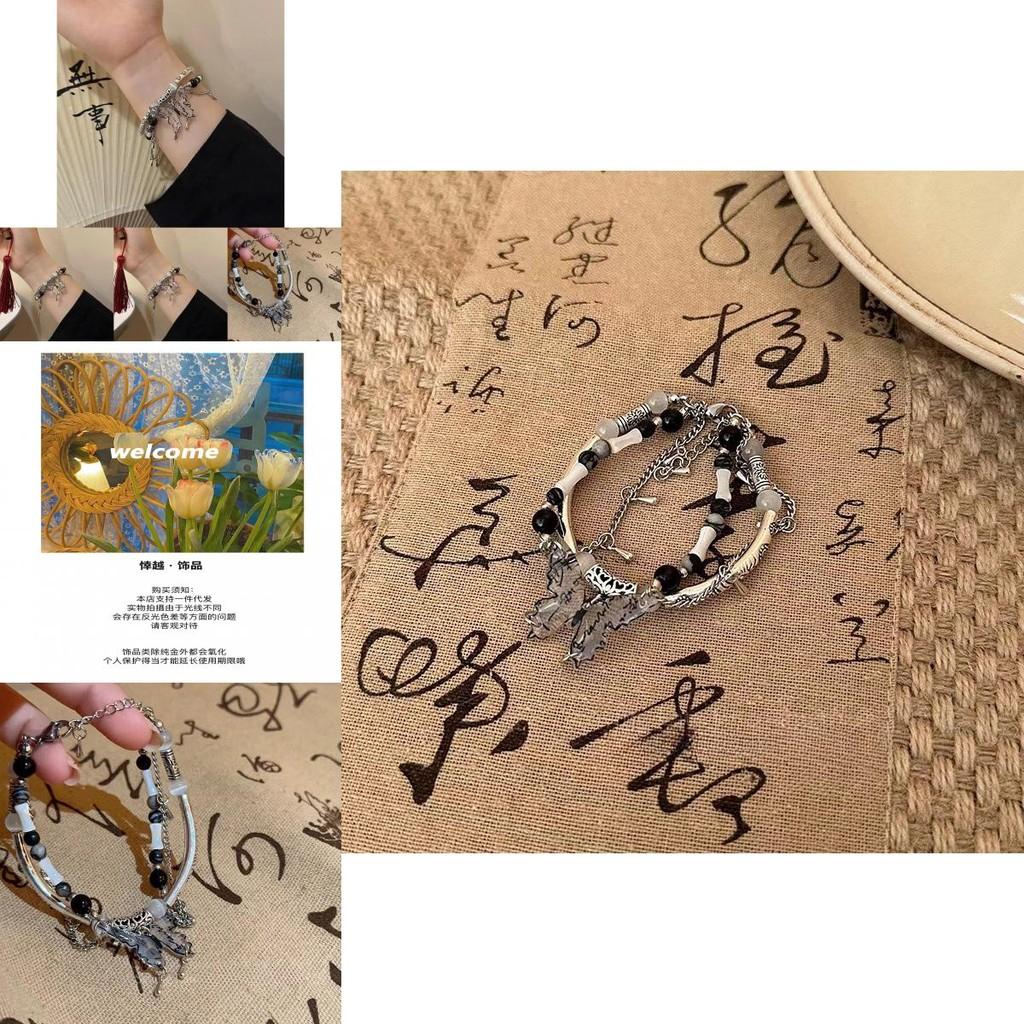 Distinctive Geometric Butterfly Double Layer Bracelet For Women New Style