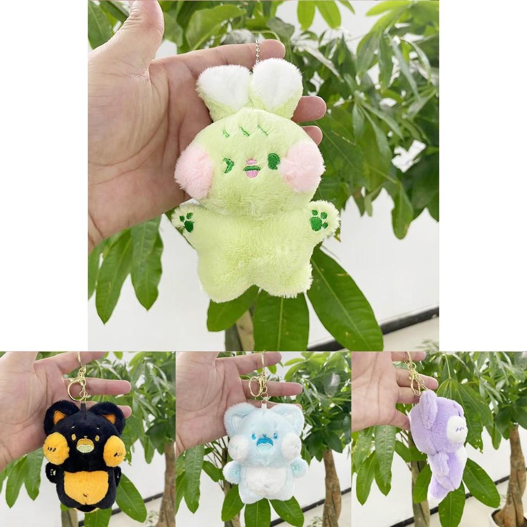 Adorable Cartoon Cat Plush Keychain Handcrafted Doll For Bags And Keys With Sweet Colors