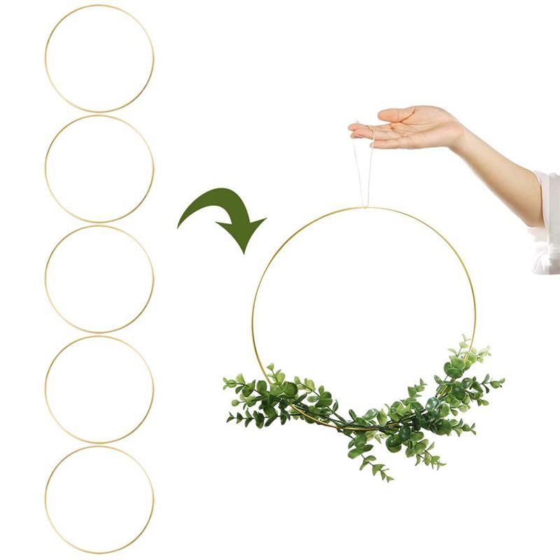 ABWR-15 Balení 14palcový Velký Kovový Květinový Kruhový Věnec Macramé Zlaté Kruhy Pro DIY Dekoraci Věnce