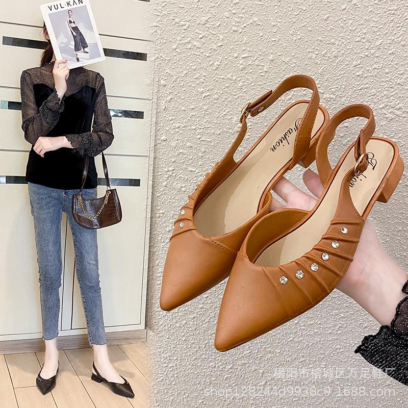 

2021 Ретро французские босоножки с острым носком и каблуком-шпилькой 36