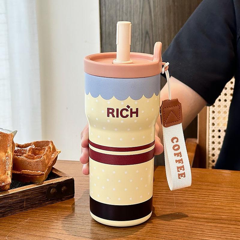 Винтажная термокружка RICH-Fun из соломы 550ML