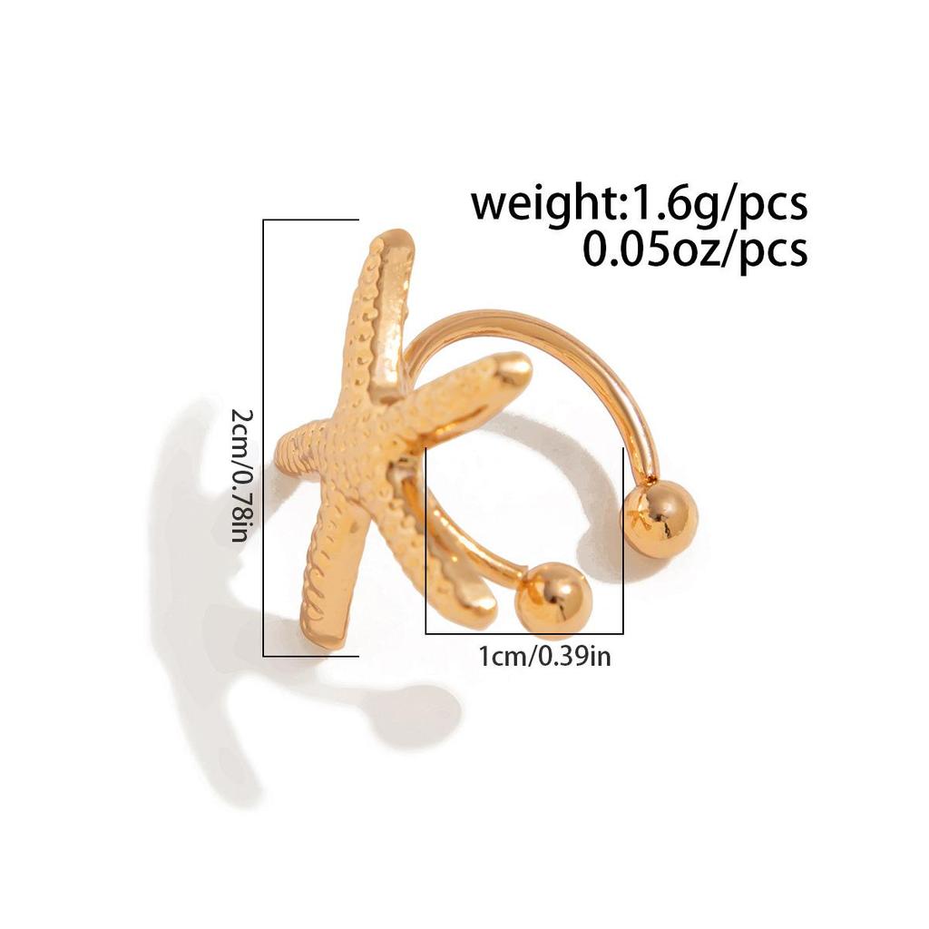 Ohrstecker mit übertriebenem Sternmotiv, für Sommer, Strand, Ozean, personalisierbar, trendig, Urlaub, Kunstperle, Seestern, Metallohrring für Frauen und Mädchen