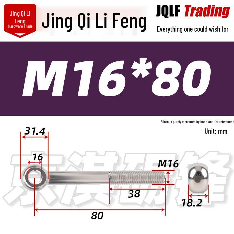Stainless Steel GB798 Eye Bolt, Full Series M5-M16
