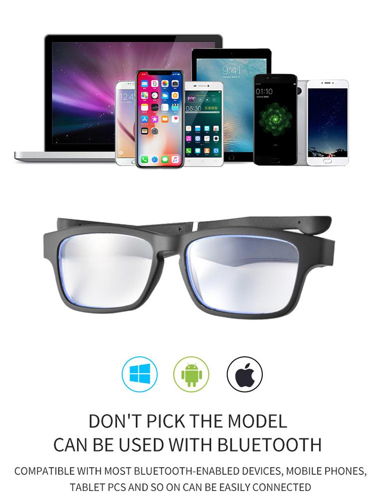 Bluetooth Glasses Blue Light Blocking Bluetooth 5.0 Metal Headphone Glasses for Travel Work