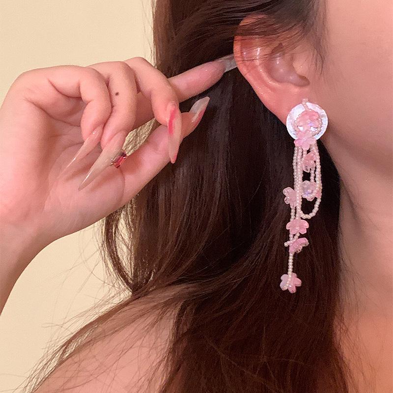Clear Blue Resin Flower Earrings: Sea Salt Breeze Style for Summer Seaside Vacations
