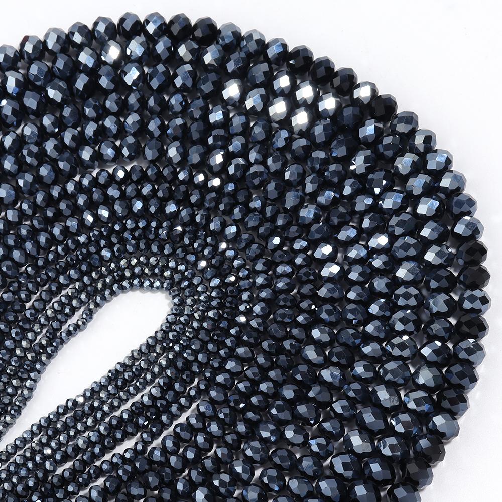 3/4/6/8/10mm Faceted Black Crystal Beads Hematite Glass Loose Spacer Beads For Jewelry Making DIY Necklace Bracelets Accessories
