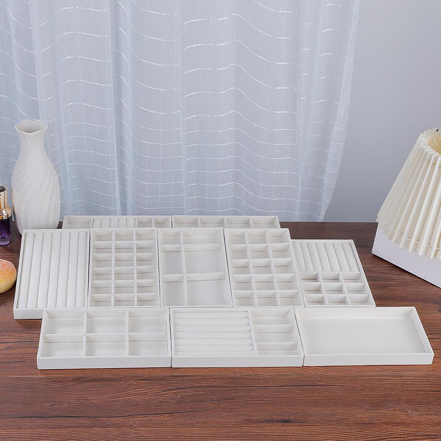 1PC, Flocking Jewelry Box Jewelry Tray, Color: Beige