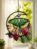 Boho Luna Moth & Crescent Moon Suncatcher Acrylic Hanging Decor Floral Window Wall Art for Home Bedroom,Living Room,Patio & Gift