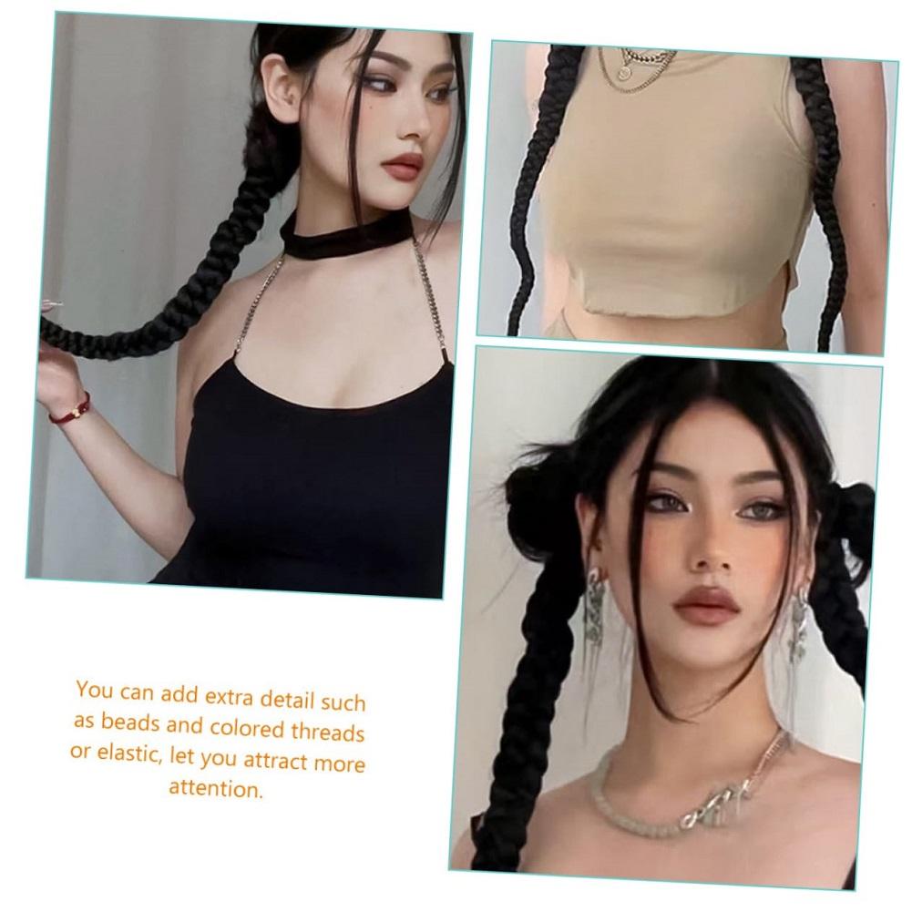 2 Pezzi Estensione Capelli Coda di Cavallo Intrecciata Moda Lunga Intrecciata a Spirale Coda di Cavallo Sintetica Estensione Accessori per Capelli Hip Hop Y2K Ragazza