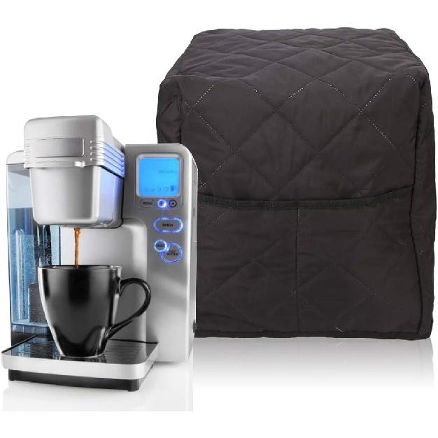 Coffee Machine Cover, Black, Cotton, 12.6 x 12.2 x 14.2 inches, Washable, Soft, Comfortable, Easy to Carry, Fine Workmanship, Home Office, Coffee