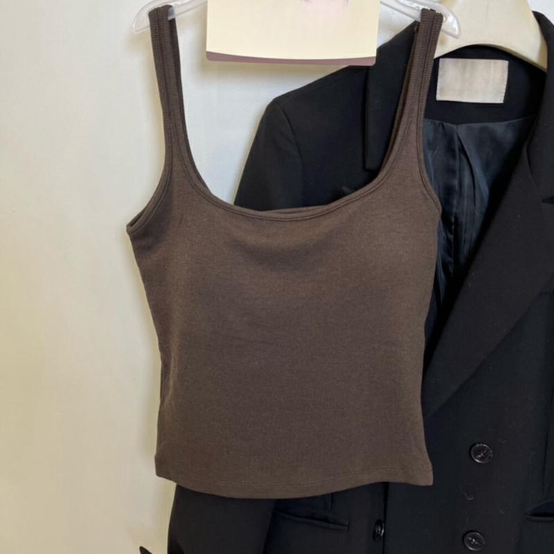 Shaved Style Slimming Square Tie Chest Pad Female Slim Fit Versatile and Elastic Inner Layer Top with Camisole Base