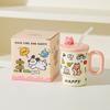 Cute Mug Boy and Girl Birthday Gift High Value Water Cup Creative Straw Cup Couple Cup Student Desktop Water Cup