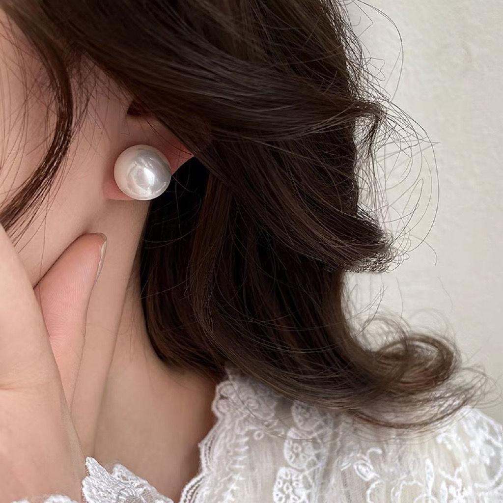 Полукруглые большие клипсы-серьги с жемчугом без проколов