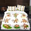 Monkey Duvet Cover King Queen Lovely Cartoon Animal Bedding Set for Kids Boy Girl Green Jungle Tree Polyester Quilt Cover