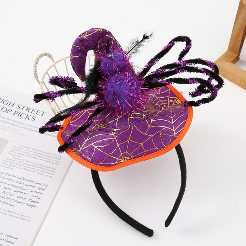 Spider Halloween Witch Hat Headband Sequin Cone Hat Hair Hoop Halloween Party Hair Band  Kids