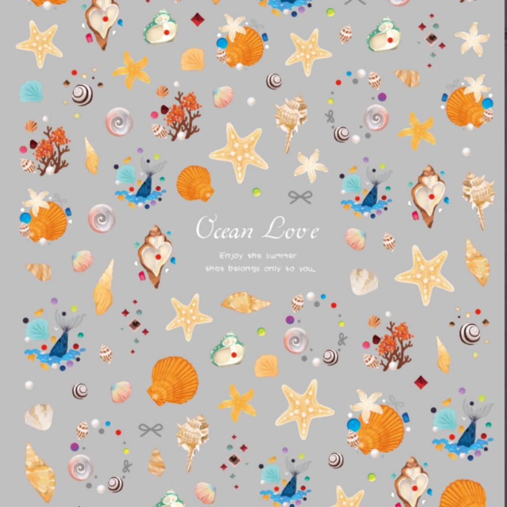 5D Ocean Nail Sticker Vacation Starfish Shell Coral Pearl Self-adhesive Nail Art Decal Fresh Seaside Vibe Manicure