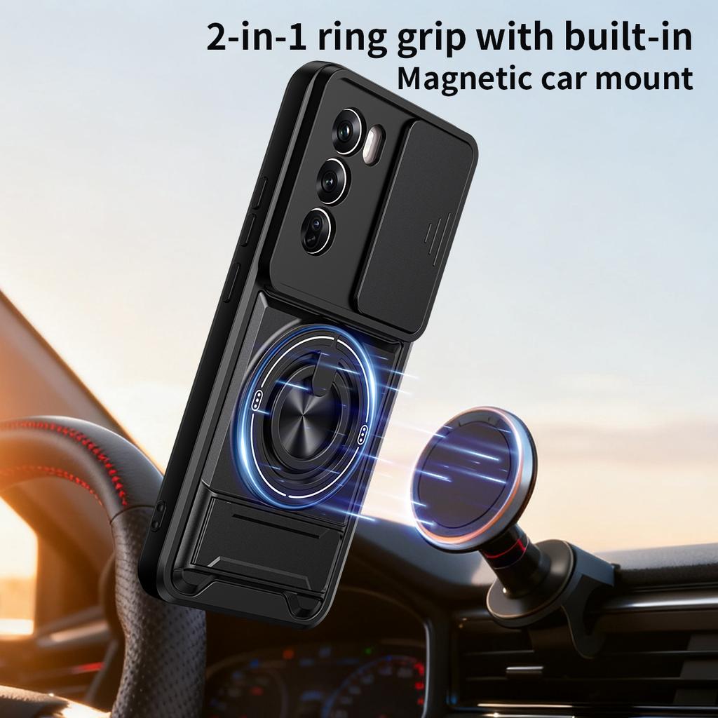Für OPPO Reno 12 Hülle Oppo Reno12 Pro 5G Cover Handyhülle Magsafe Magnetischer Klapphalter Militärische Panzerung Kamera Schutzhülle