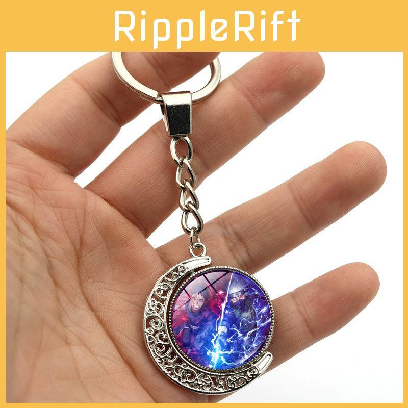 Naruto Keychain Anime Merchandise Double-sided Spinning Metal Key Ring Gift