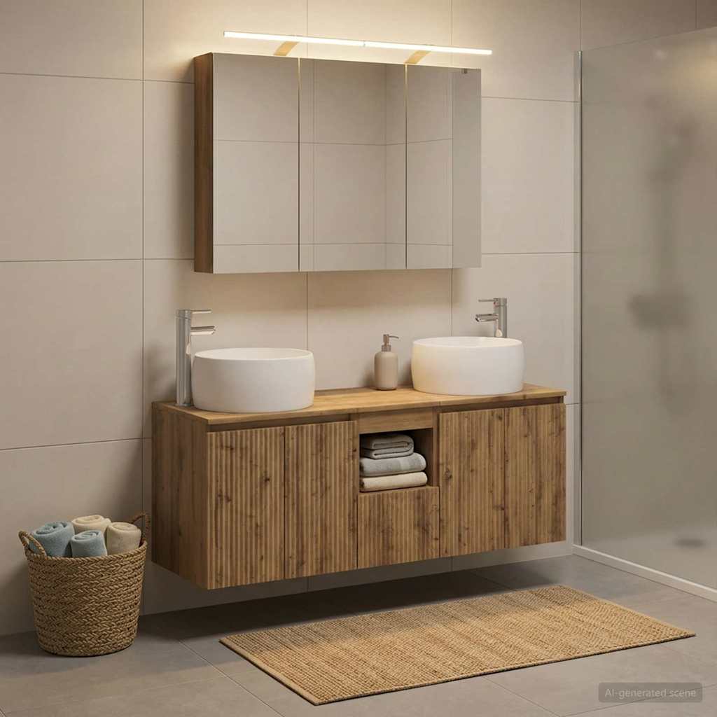 Bathroom Cabinet Set 4 pcs Artisan Oak Wood Based Material