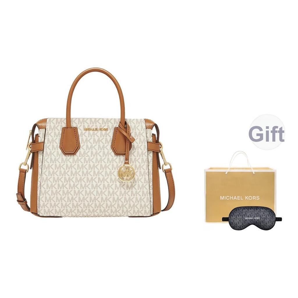 Michael Kors Mercer Classic Monogram Metal Logo Commuter Leather And Synthetic Leather Shoulder Bag Women Handbags 35F2GM9S1B-150