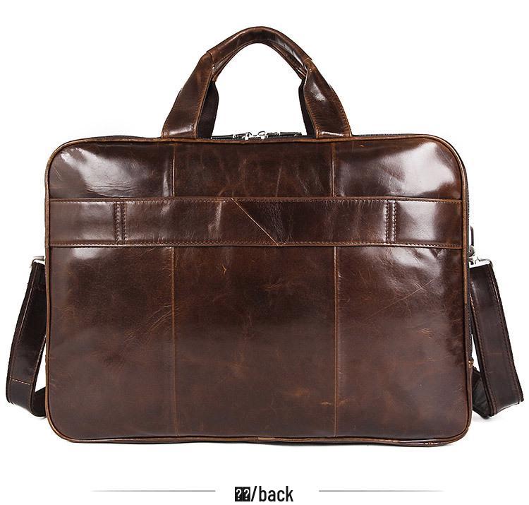 Jiameida Retro Genuine Leather Men's Business Briefcase - Large Capacity Handbag and Laptop Bag