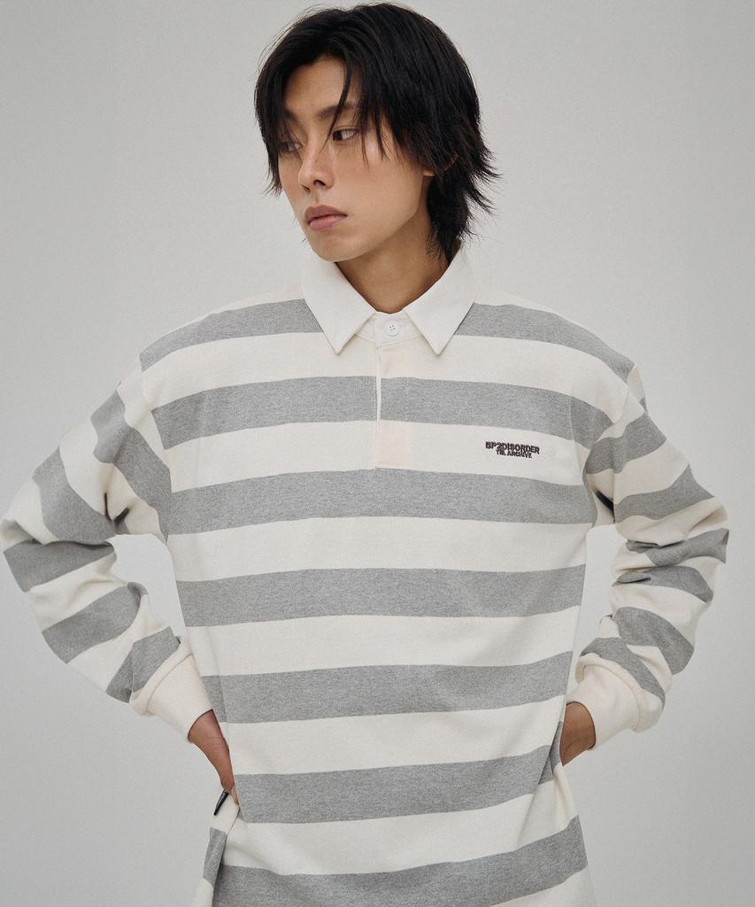 Bipitudiseuodeo 98 Striped Rugby Long Sleeve Shirt Grey