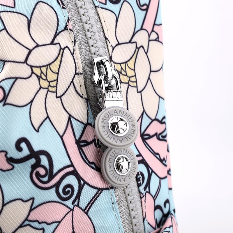 Bedruckter Nylon-Rucksack Studenten-Schultasche Damen Leichter Reiserucksack