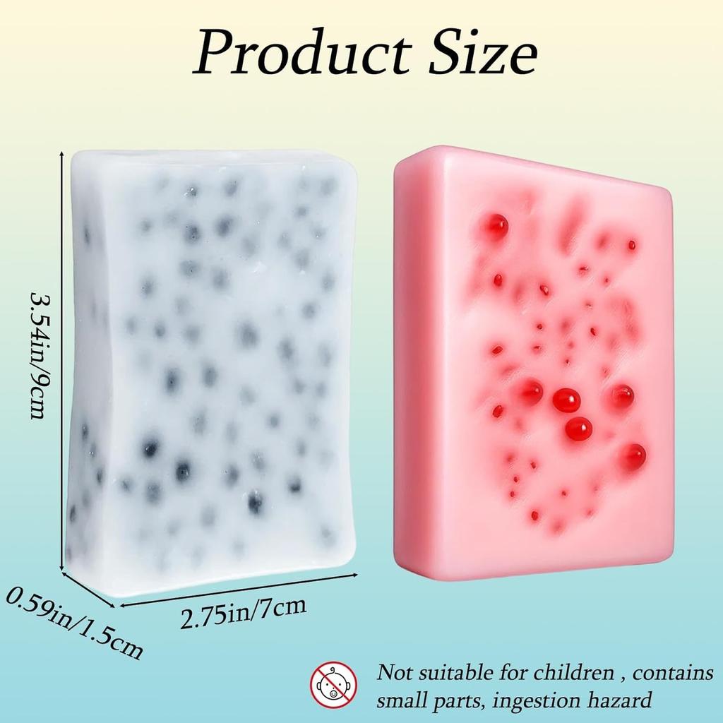 Vierkante Skin Picking Squishy Fidget Speeltjes, Puk Prikken Sensorisch Speelgoed voor Stressverlichting, Knijp Puk Speeltjes voor Volwassenen