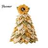 Tischmitte Sonnenblume Biene Baum DIY Bastelset, 3D gestepptes Stoff-Baumwoll-Patchwork-Set, Handgefertigte Tischdekoration für Wohnzimmer Schlafzimmer