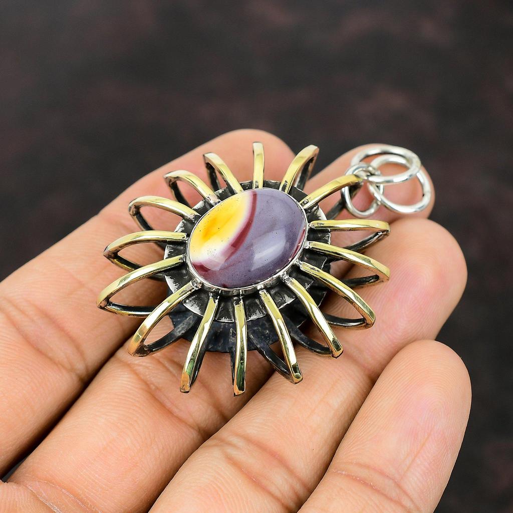 Mookaite Pendant Original Gemstone Jewelry 925 Sterling Silver Pendant Cage Pendant Handmade Jewelry 18K Gold Plated Pendant Gift For Bridal
