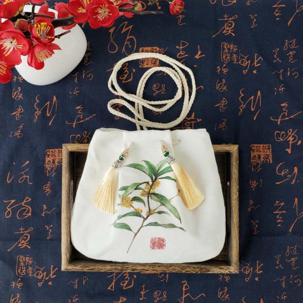Flower Chinese Printed Shoulder Pouch Cotton Embroidery Crossbody Bag Hanfu Drawstrings Bag Travel Style 7 880₽