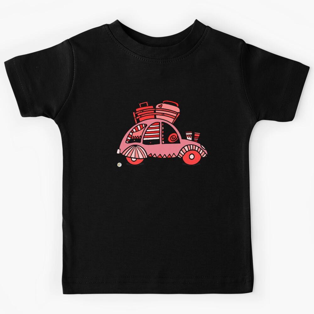 cute pink red 2CV car vehicle cute travel design 01 Kids T-Shirt 150