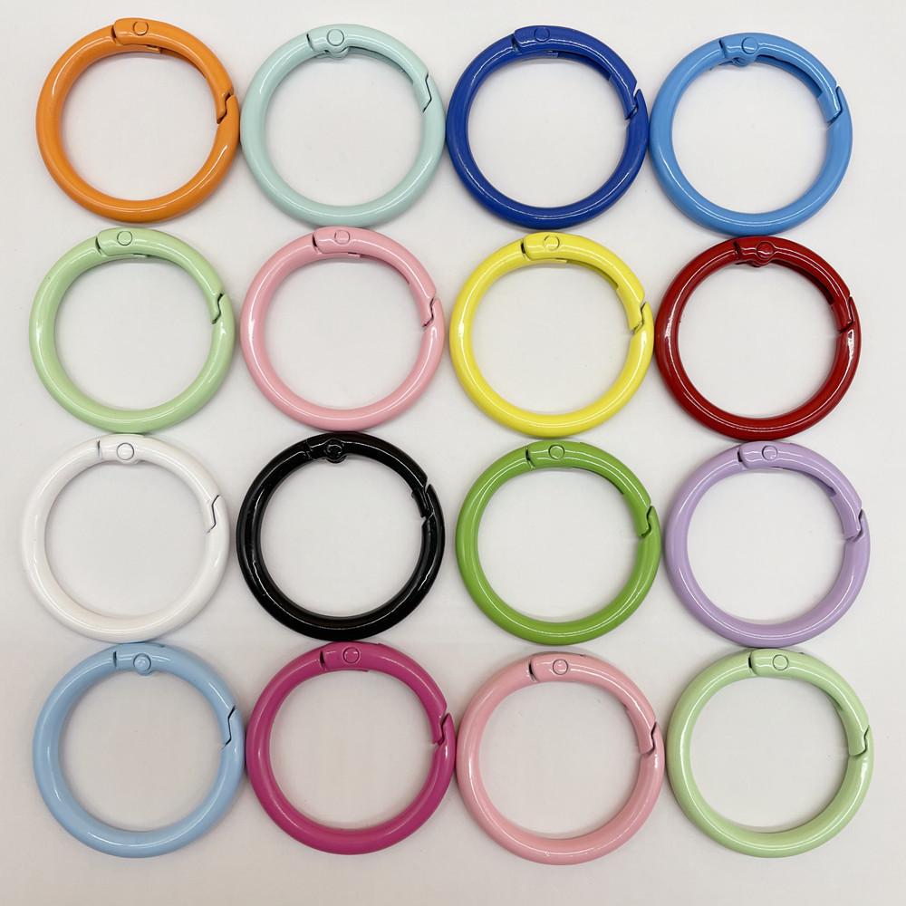 33mm Colorful Coil Spring Snap Buckle Luggage Bag Doll Keychain Ring Ornament