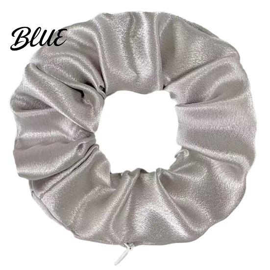 Cloth Hair Ties with Zipper Pocket Scrunchies Hidden for Women, Elastic Tie Convenient Gym Small Items Keys And Coins, Satin Accessories Daily