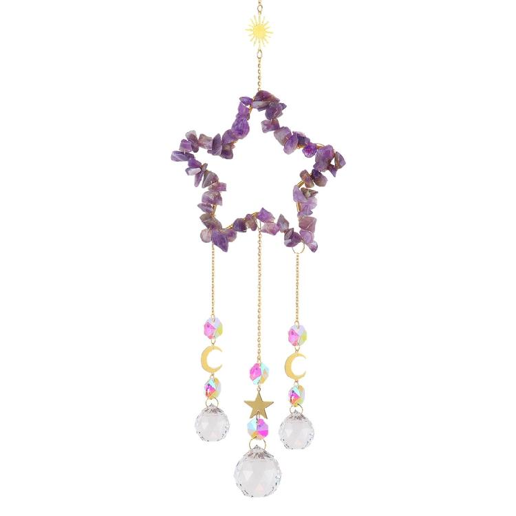 

Unique for Raw Stone Wind Chimes Star Shaped Window Charm Wall Hanging Ornament 1 фіолетовий