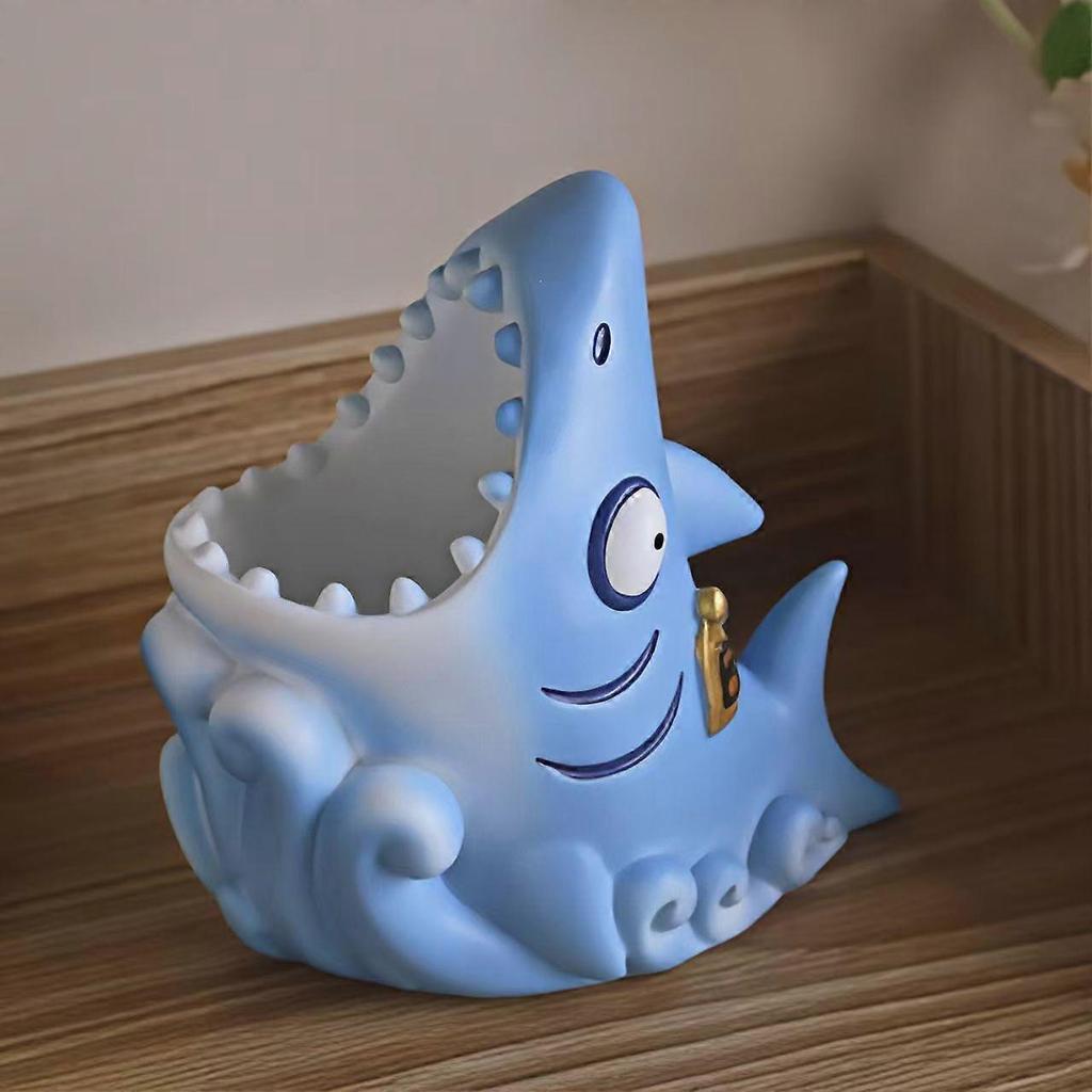 Cartoon Shark Pencil Holder Decorative Storage Ornament
