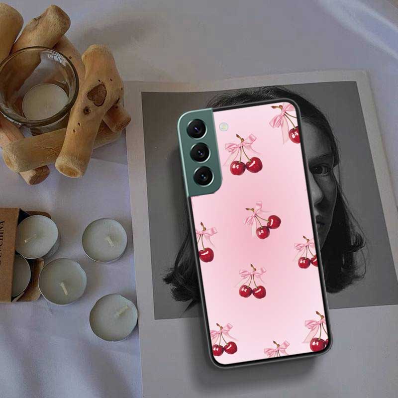 Cherry Bow Phone Case For Samsung A17 A14 A24 A34 A54 A03S A04S A13 A23 A33 A53 A70 A50S A30 A40 A51 A41 A20E A73 A71 A31 A21 A2