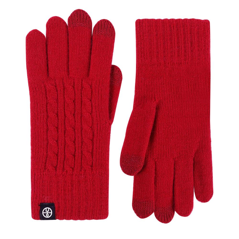 Winter gloves women's warm and comfortable knitted gloves women's outdoor riding gloves men's piled thickened touch screen gloves women