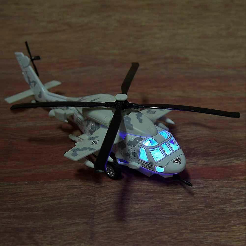 Spielzeug-Hubschrauber mit Rückziehmechanismus, Licht und Sound für Kinder(Weiß)