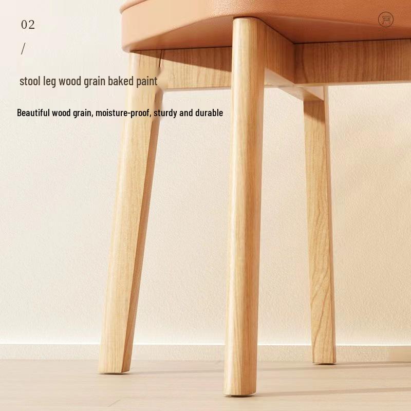 Solid Wood Stackable Stool: Modern Soft-Padded Dining Chair and Dressing Bench