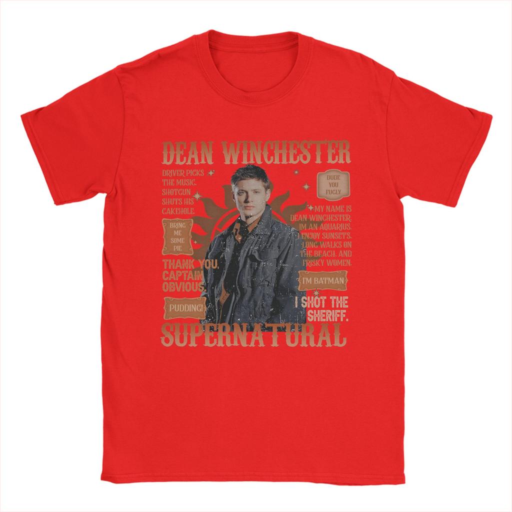 Supernatural Vintage Dean Winchester Men T Shirts  Vintage Tees Short Sleeve Round Neck TShirt 100 Cotton 4XL 5XL Clothing