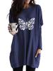 Women's Long Tunic with Pockets Loose Fit Fashion Printed Logn Sleeve Top Women's Sweatshirt